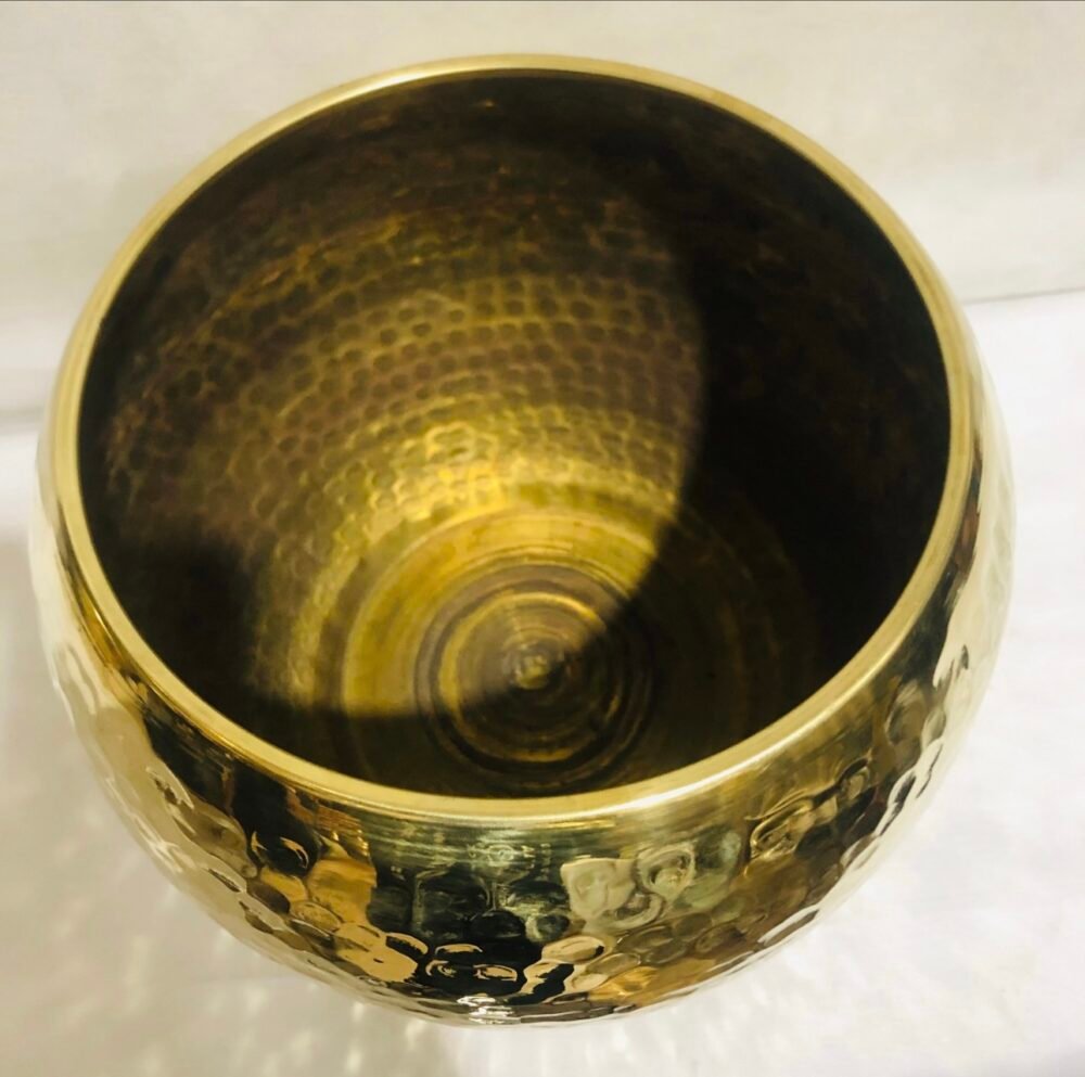 Handmade Brass Hammered Gold Plant Pots - Image 7