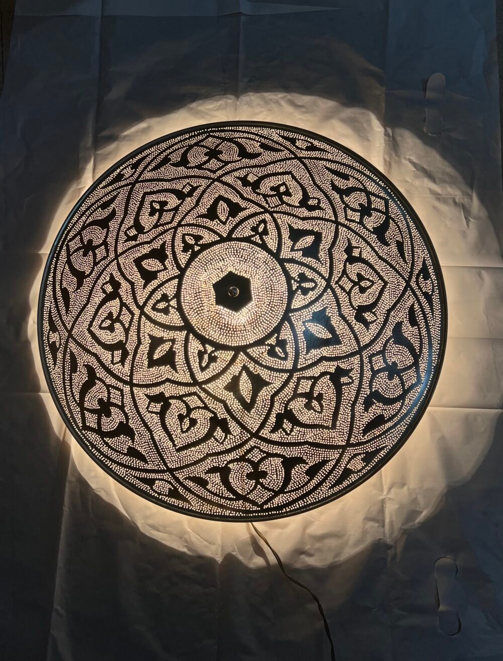Handcrafted  Moroccan Ceiling Lights, Flush Mount Gold Color Sun Rise 24” diameter - Image 2