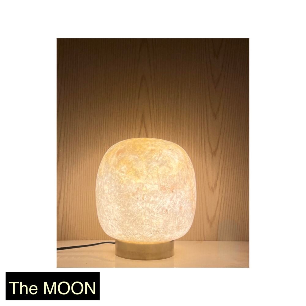 White Alabaster Table Lamp, The Moon - Image 4