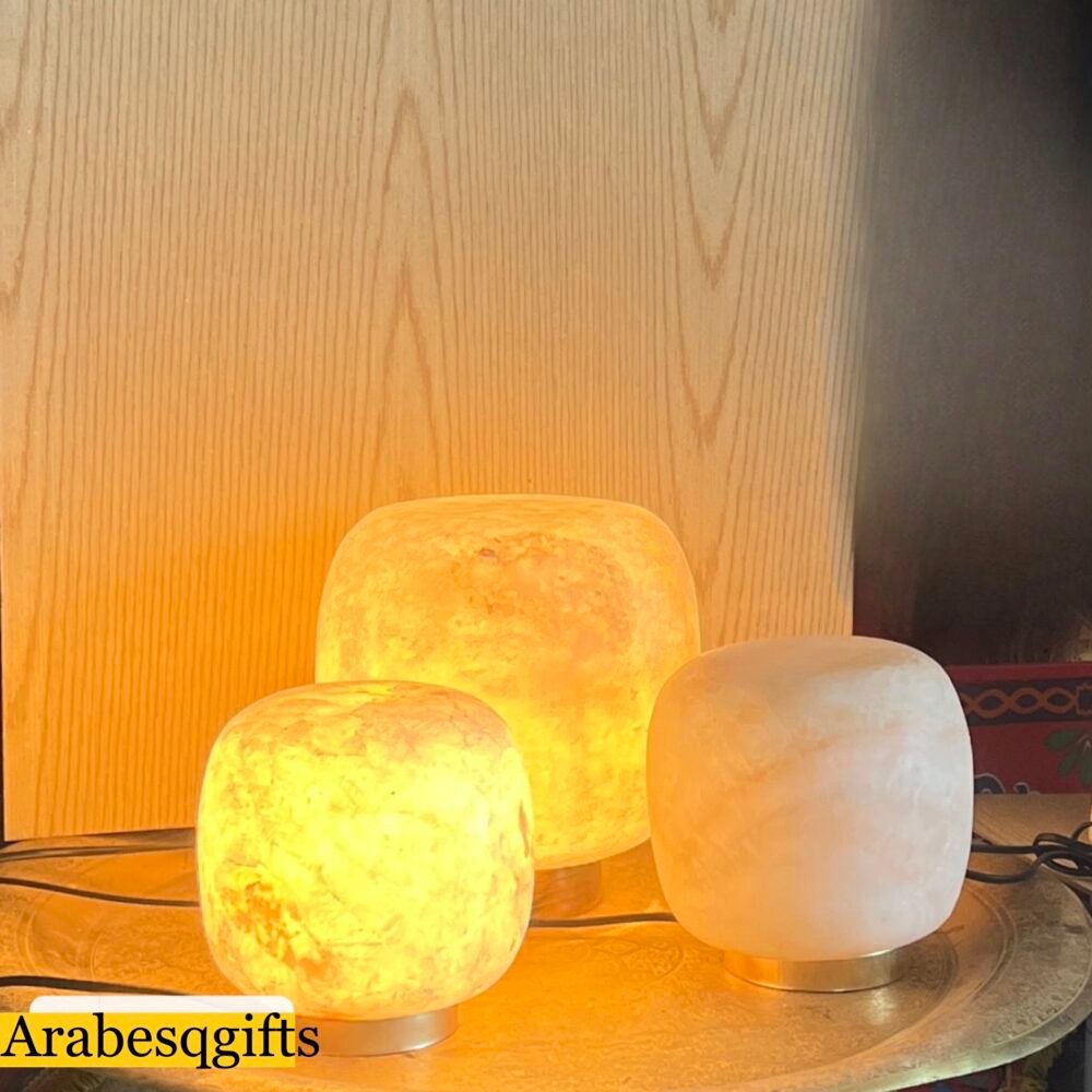 White Alabaster Table Lamp, The Moon - Image 3