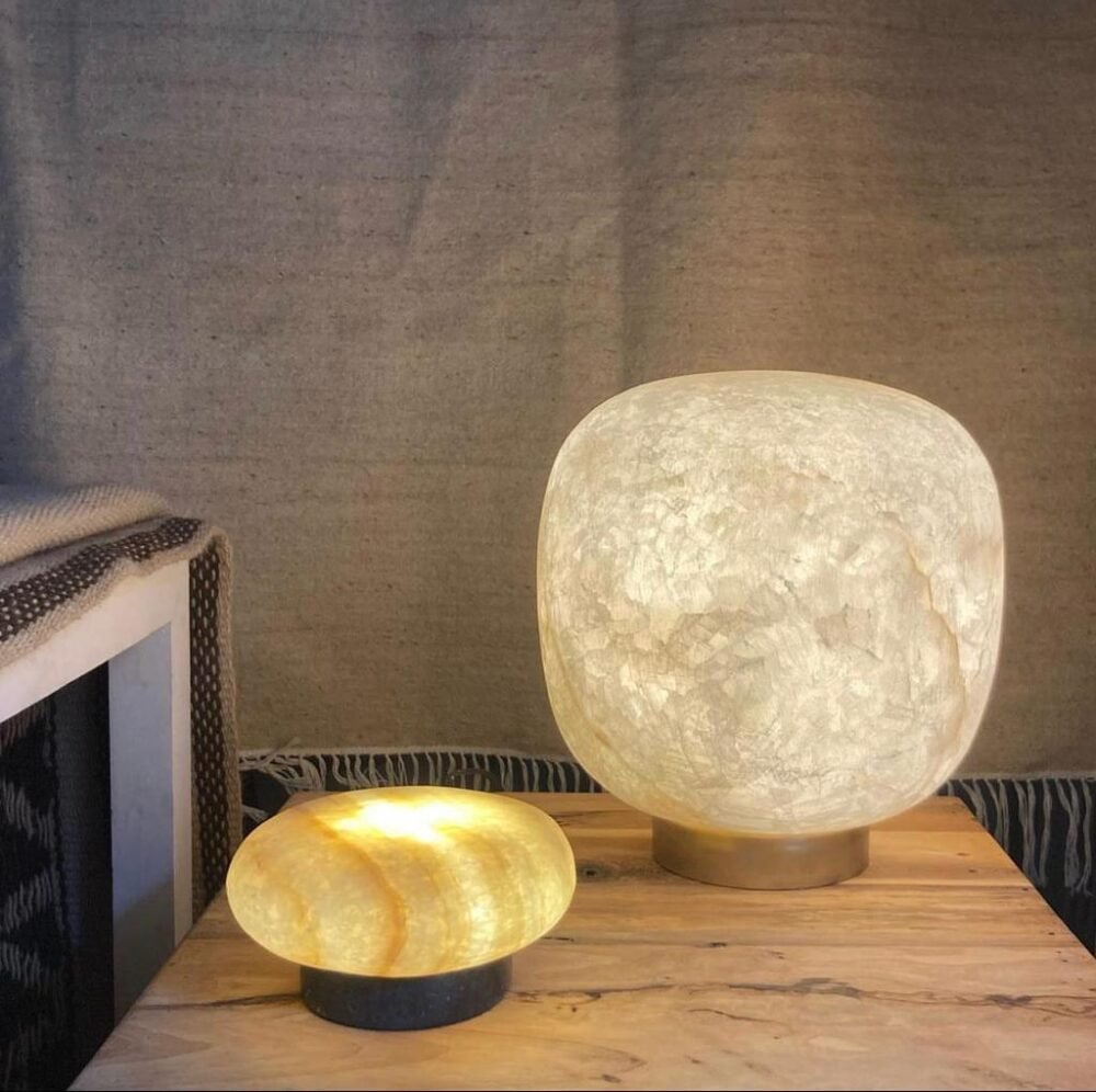 White Alabaster Table Lamp, The Moon - Image 5