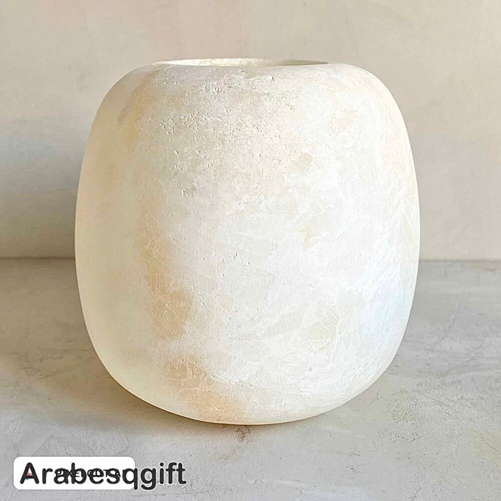 White Alabaster Stone. Candle Holder
