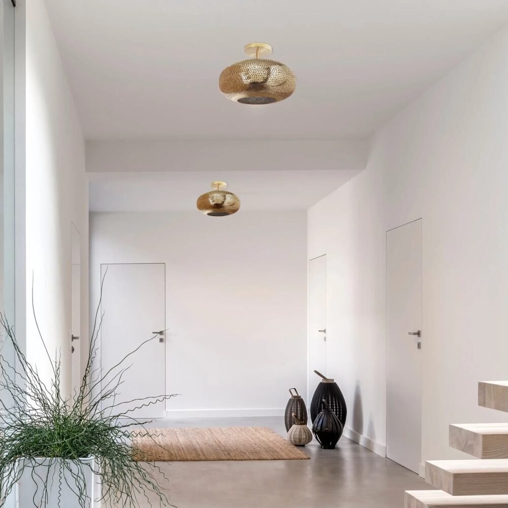 Ceiling Flush Mount, Semi flush Mount, Moroccan Brass Pendant Lamp, Ceiling Light, Copper Light. Oval shaped - Image 5