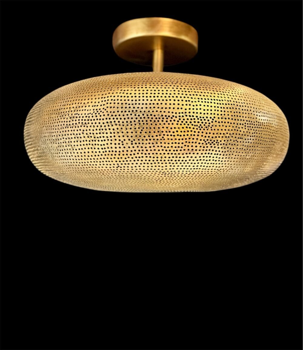 Ceiling Flush Mount, Semi flush Mount, Moroccan Brass Pendant Lamp, Ceiling Light, Copper Light. Oval shaped