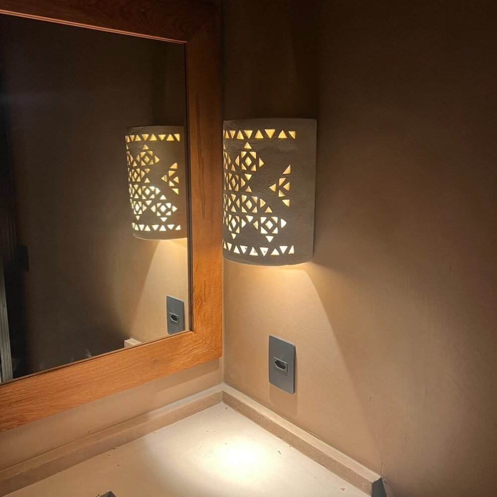 Large Terra cotta wall sconce, handmade in Egypt, wall sconce, clay wall sconce, terra cotta sconce, rustic wall sconce