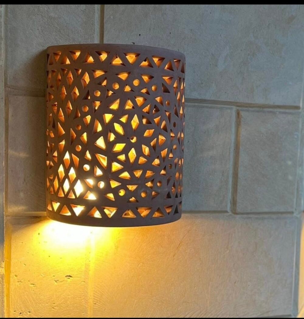 Large Terra cotta wall sconce, handmade in Egypt, wall sconce, clay wall sconce, terra cotta sconce, rustic wall sconce - Image 3