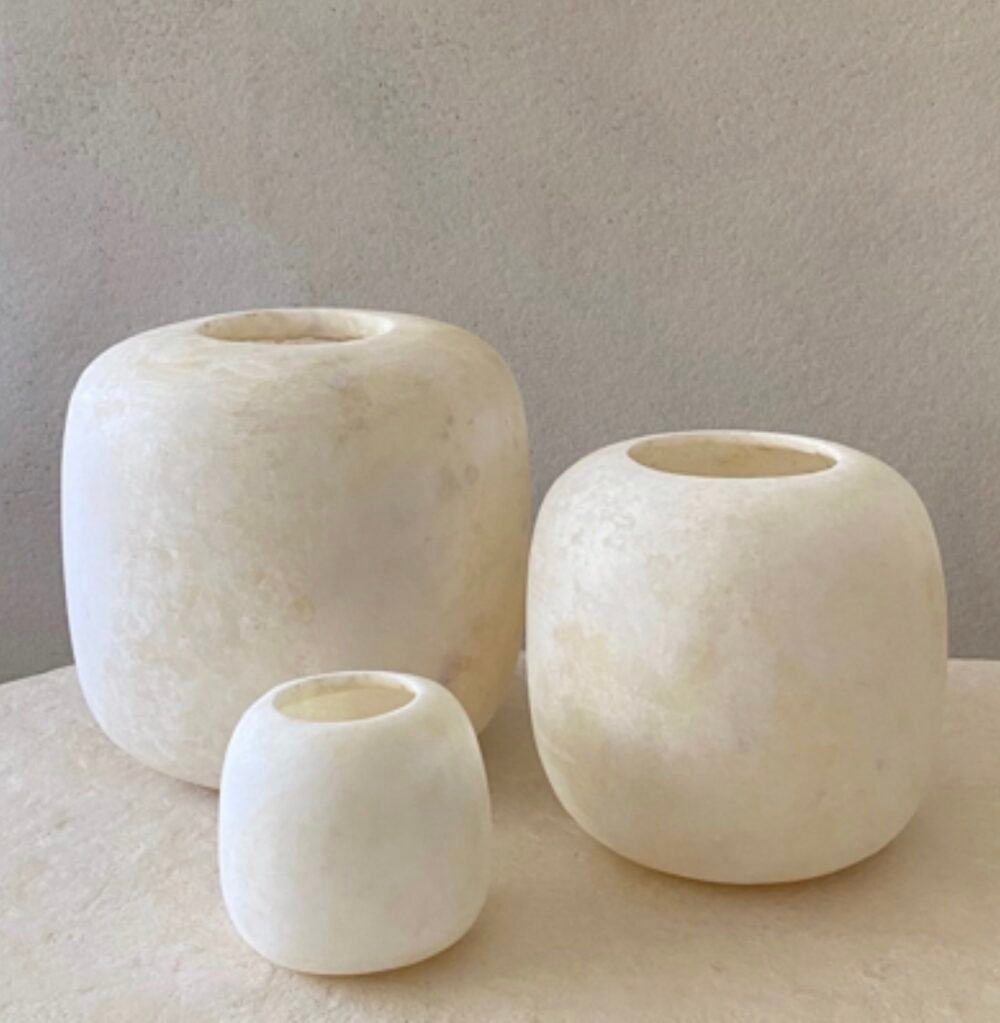 White Alabaster Stone Candle Holder, Egyptian Alabaster, Tea Light Candle Holder, Natural Stone - Image 2