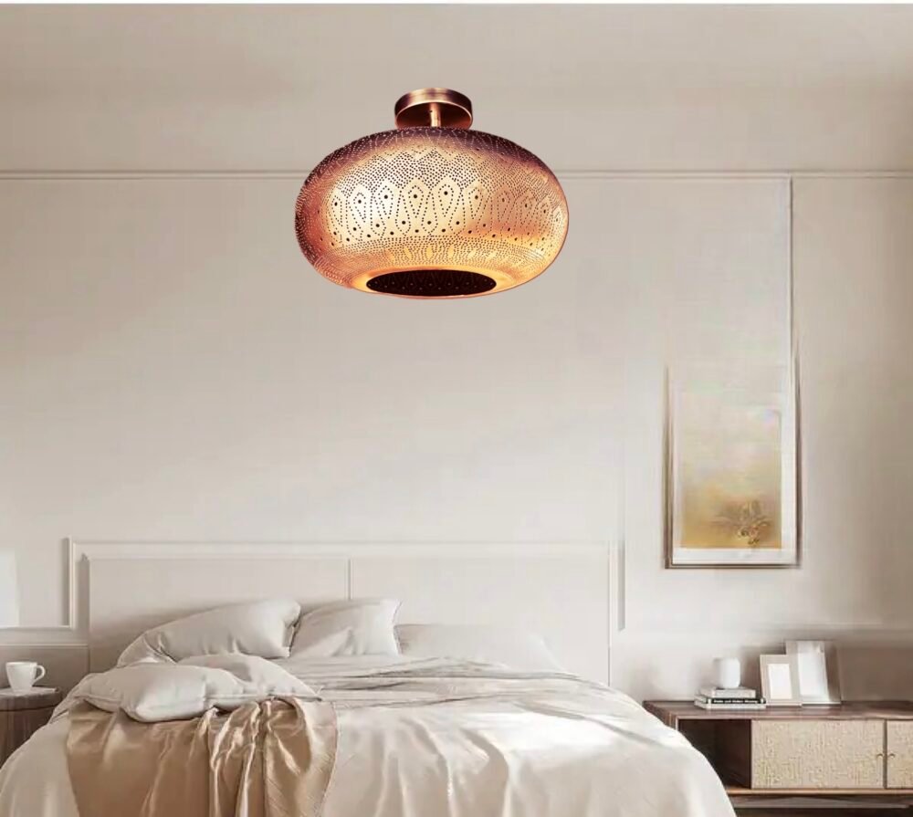 Ceiling Flush Mount, Semi flush Mount, Moroccan Brass Pendant Lamp, Ceiling Light, Copper Light - Image 4