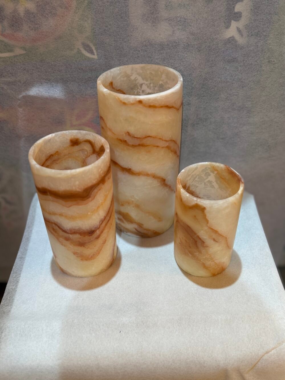 Alabaster Tea Light Candle Holder, Veins Alabaster Cylinder Candle Holder , Egyptian Alabaster Candle Holder - Image 7