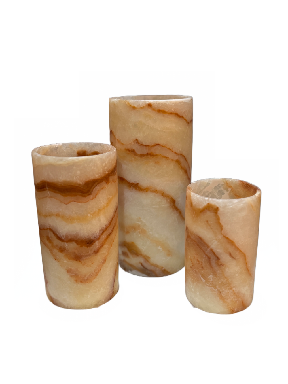Alabaster Tea Light Candle Holder, Veins Alabaster Cylinder Candle Holder , Egyptian Alabaster Candle Holder - Image 2