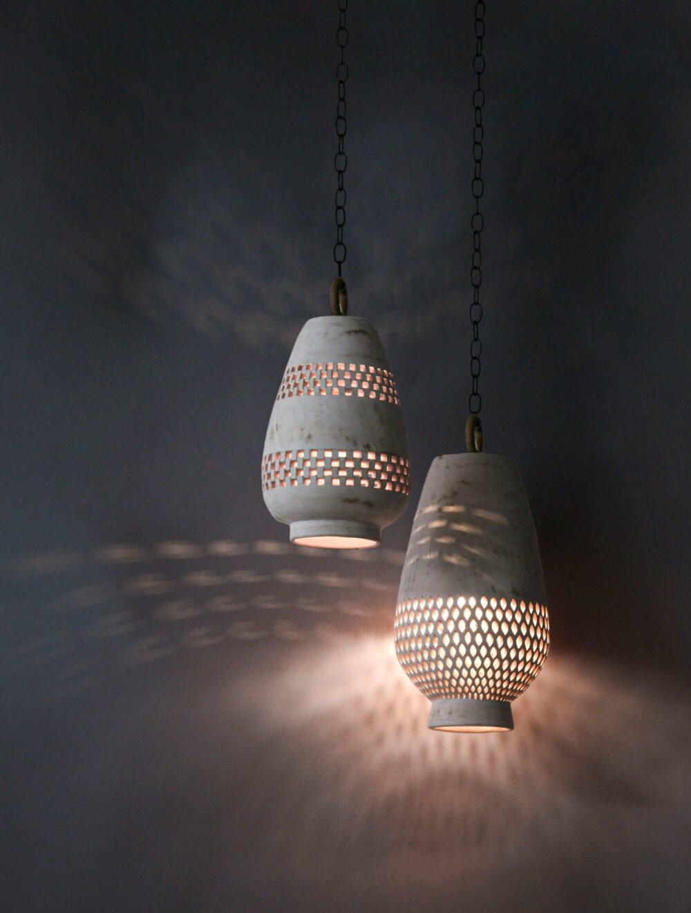 Clay Pendant Lamp, Hanging Lamp, rustic Clay Ceiling Light, Off-White,