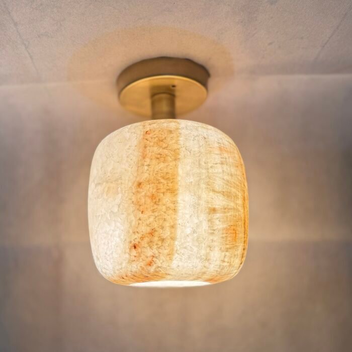 White Alabaster Semi Flush Ceiling Light